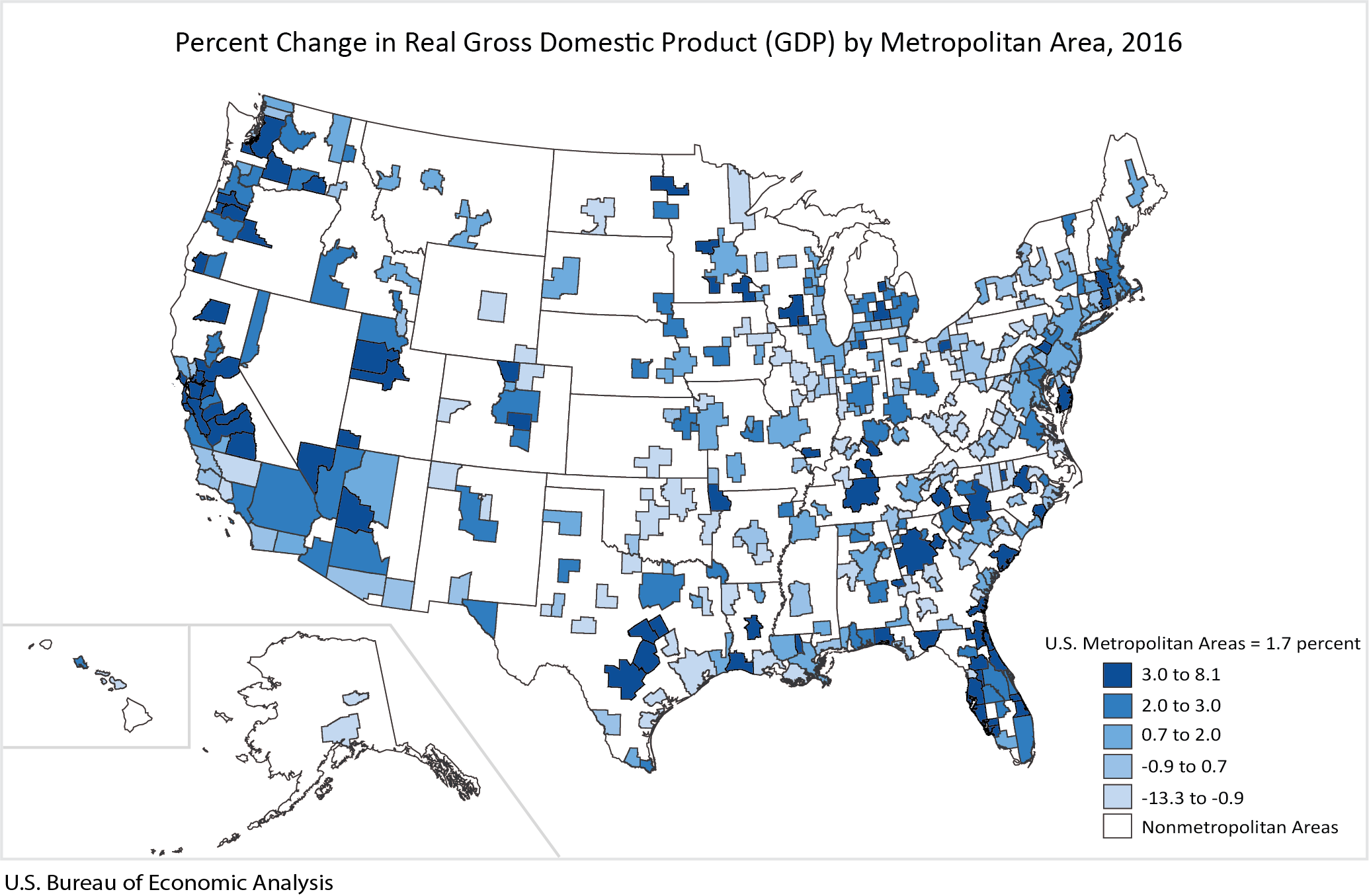 Percent Change in Real GDP by Metropolitan Area